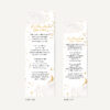 Memorial bookmark size comparison showing front and back designs