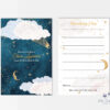Front and back of memorial memory cards with night sky and lined section for writing memories.