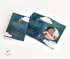 Front and back covers of a celestial-themed youth memorial program