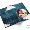 Youth memorial program booklet front cover with child photo and starry sky design